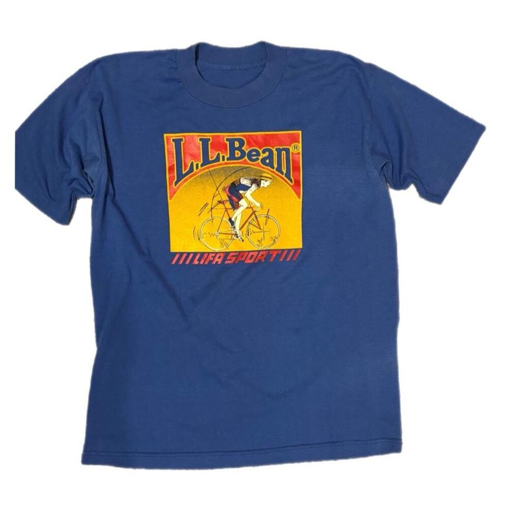 Vintage 80s llbean blue cycling tee (large)